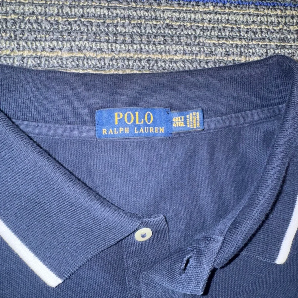 Polo Ralph Lauren Polo Shirt Mens 4XLT Navy Blue EUC Big Pony USA Flag Logo